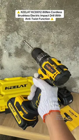 KEELAT KCD012 80Nm 13MM Cordless Brushless Electric Impact Drill With Anti-Twist Function#keelat #impactdrill #cordlessimpactdrill #tools 