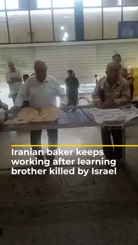 An Iranian baker has been filmed continuing to make bread minutes after learning his brother had been killed by Israeli strikes on the country. The baker says Israel has no idea the people its up against. #news