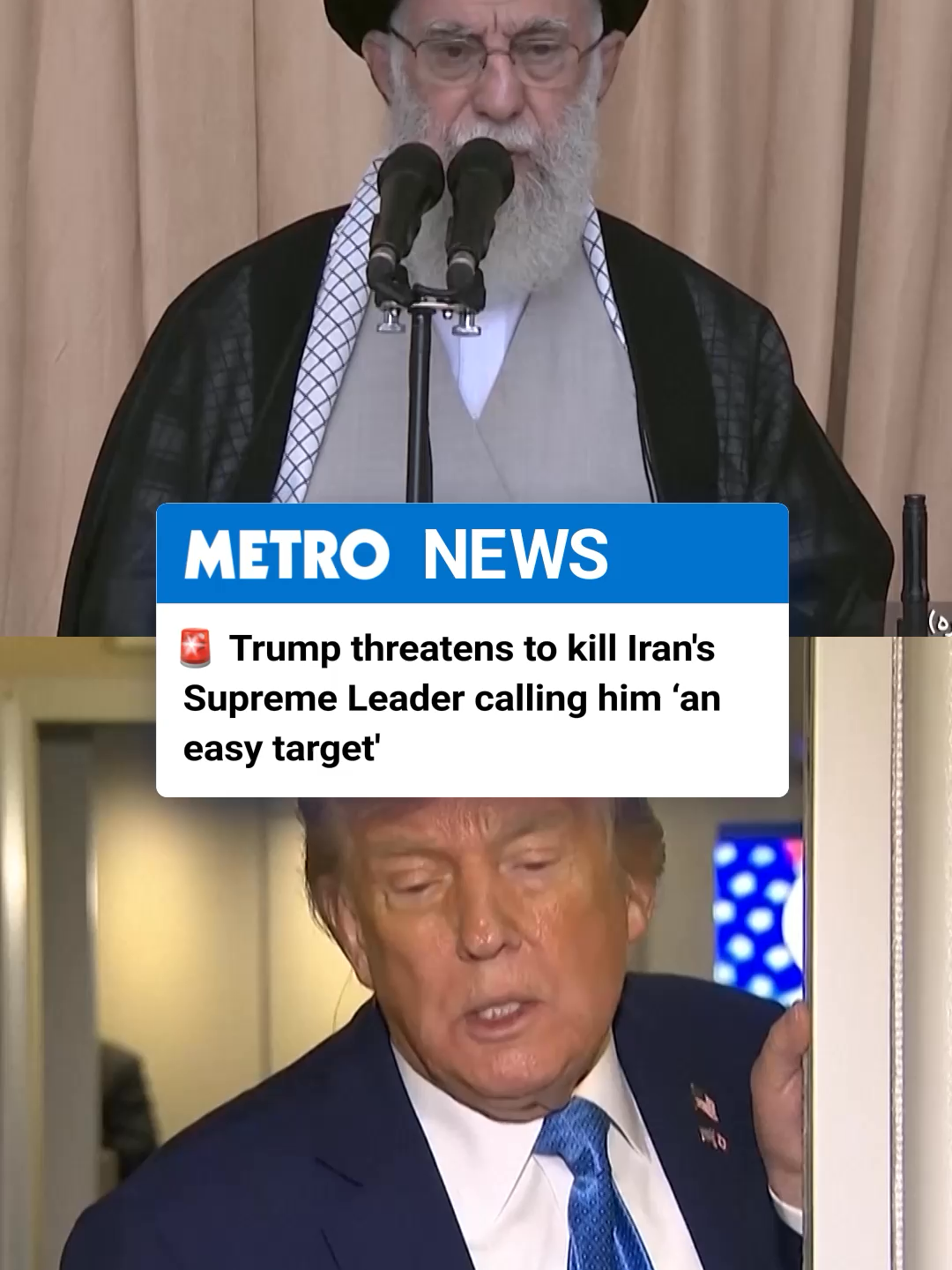 Donald Trump demanded Tehran’s ‘unconditional surrender’ as warships and fighter jets are readied to join Israel’s attacks on Iran. The US Presidents claimed Iran’s supreme leader Ayatollah Khamenei was an ‘easy target’, but added he won’t have him killed ‘at least for now’. Warships and fighter ships are being assembled by the US military into the Middle East, with US strikes on targets inside Iran including nuclear facilities were ‘on the table’. #conflict #worldnews #middleast #donaldtrump #iran