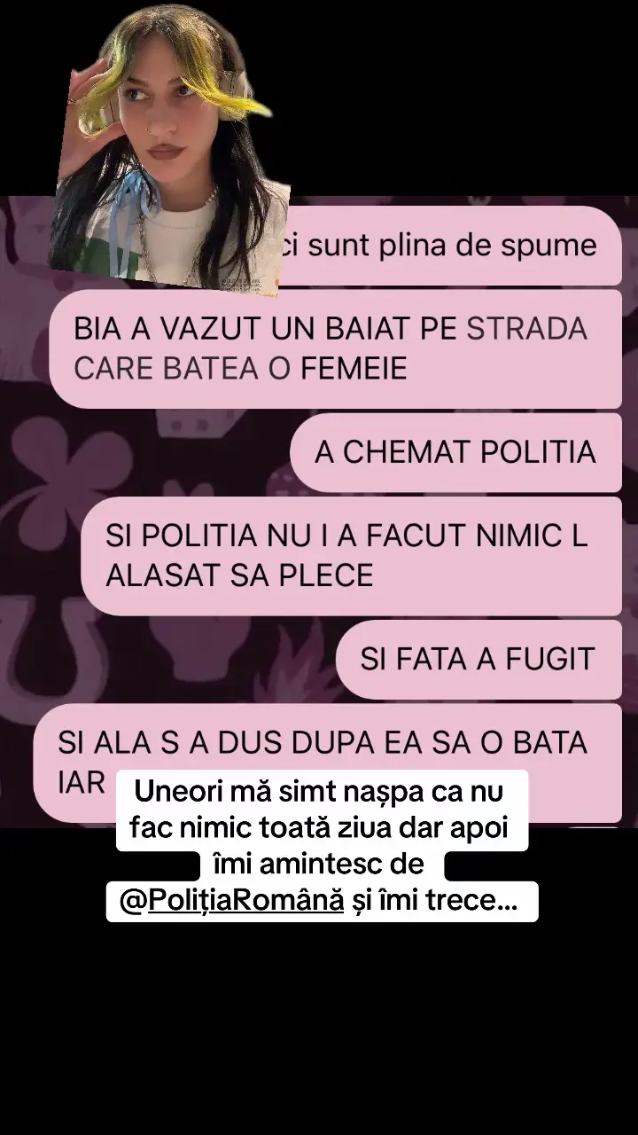 Cum e posibil ca polițist să stai să te uiți cum unu îi căra pumni unei femei în plină stradă la 9 dimineața???? Ca n-a tu i ai zis să o lase în pace înseamnă ca gata ți ai făcut meseria??? CUM AR FI SĂ NU MAI PROTEJAȚI AGRESORII???? @Poliția Română  nesiguranța și neîncredere!!!!