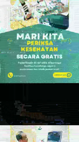 Cek Kesehatan Gratis (CKG) hadir untuk memperluas akses layanan kesehatan bagi seluruh masyarakat, dengan pemeriksaan sesuai usia dan kondisi. Tersedia di puskesmas dan fasilitas kesehatan terdekat. #CekKesehatanGratis #SehatMerata #LayananUntukRakyat
