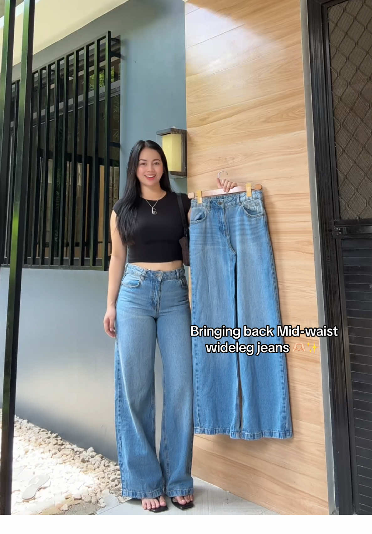 Ganda ng mid waist jeans na ‘to! Must have #midwaist #wideleg #widelegpants #widelegjeans 
