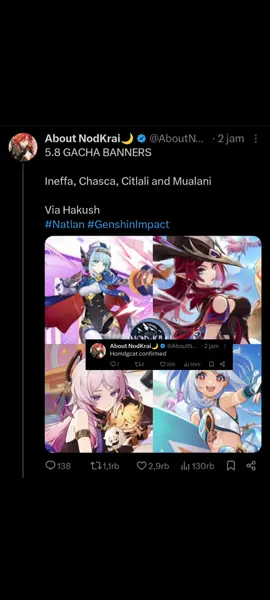 Leaks Banner 5.8,char baru Ineffa,rerun chasca,citlali,mualani via :Homdgcat,hakush #GenshinImpact #hoyocreators #banners #leak 