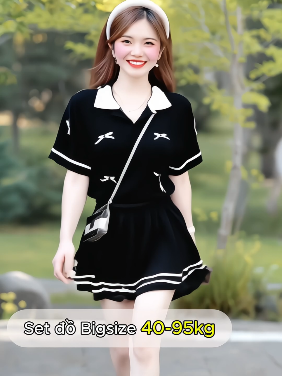 Set đồ bigsize 40-95kg, gồm áo cổ bẻ đính nơ phối chân váy xếp ly (có quần bảo hộ). Chất vải thun tăm co dãn thoáng mát lắm lun ạ, set xinh xắn năng động phù hợp đi học đi làm đi chơi ạ #bigsize #setdonu #setdoxinh #setvayao #TikTokThoiTrend #thoitrangnu #xuhuong #saochannel 
