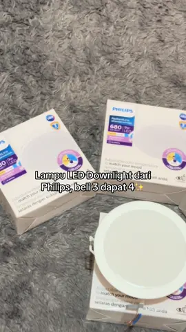 Lampu LED downlight gapake tang ting tung pilih @PhilipsLightingIndonesia udah paling bener😍  Philips Downlight Radiantline SceneSwitch 9W 3 warna, yg bisa sesuain warna dengan mood kamu🤏🏻 eh, garansi 3 tahun!✨ #AllahummaBaarik #MasyaaAllah #fyp #bangunrumah #renovasirumah #philipshomeliving #lampuleddownlight @Philips Home Appliances 