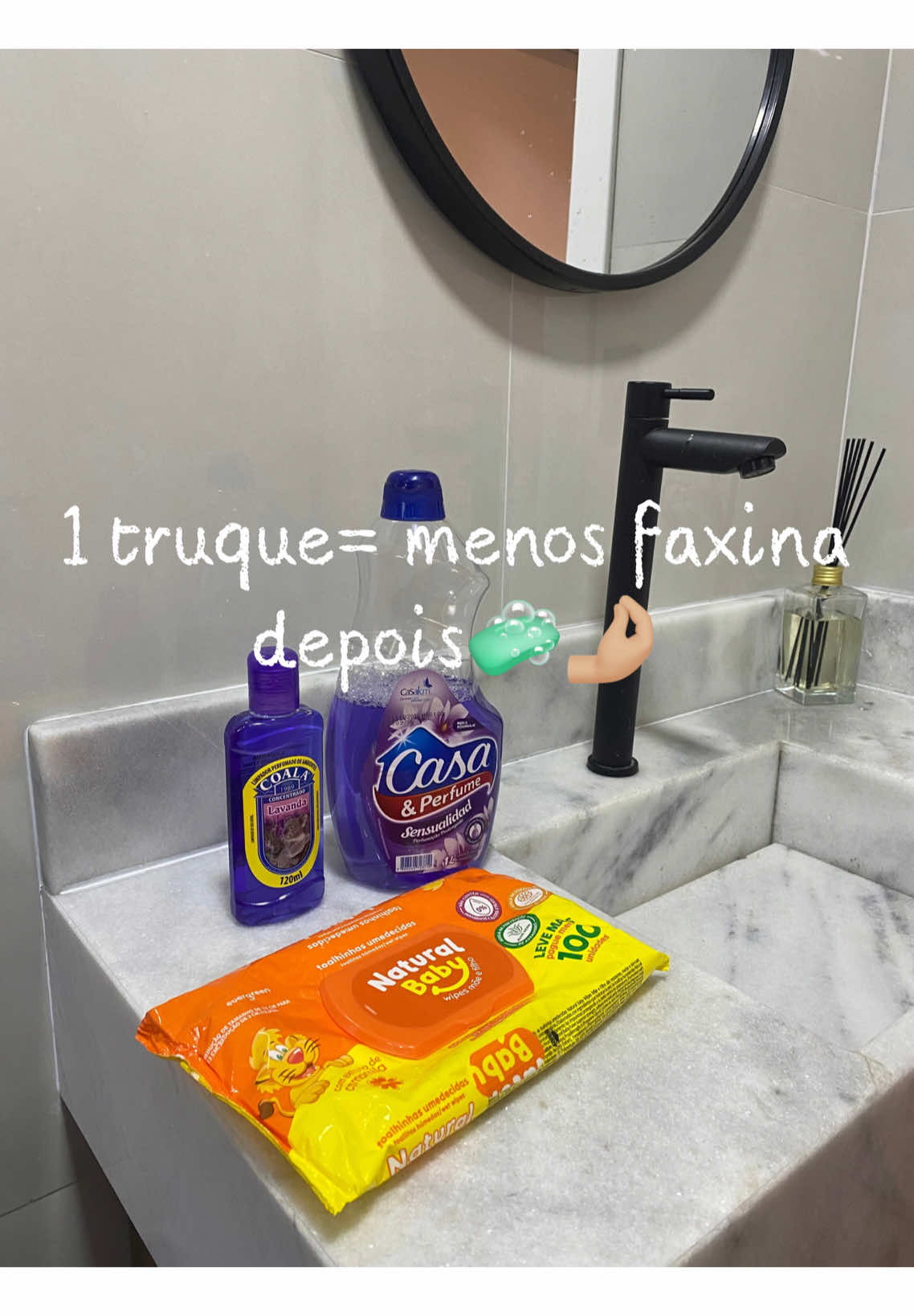 Coloquei desinfetante nos lenços umedecidos e pronto: manutenção no banheiro resolvida! 💡 Truquezinho simples, baratinho e salva nos dias corridos! Você já fez isso ou é nova por aí? 👀 #truquedecasa #dicasdelar #banheirolimpo #vidareal #rotinadecasa #organization #faxinainteligente #casanova 