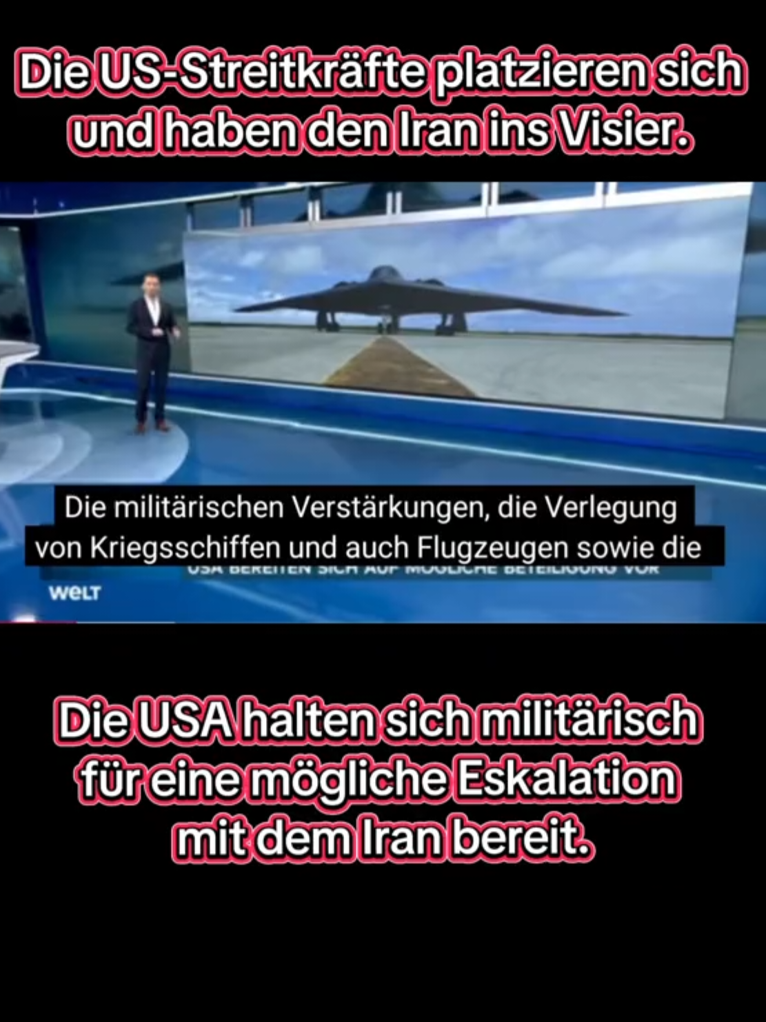 #krieg #usa #militär #iran #israel #eskalation Dieses Arsenal der US-Streitkräfte nimmt Iran ins Visier. Mehr als 40.000 Soldaten, modernste Tarnkappenbomber, Flugzeugträger und ein strategisches Netz von Militärbasen bilden ein imposantes Drohpotenzial.