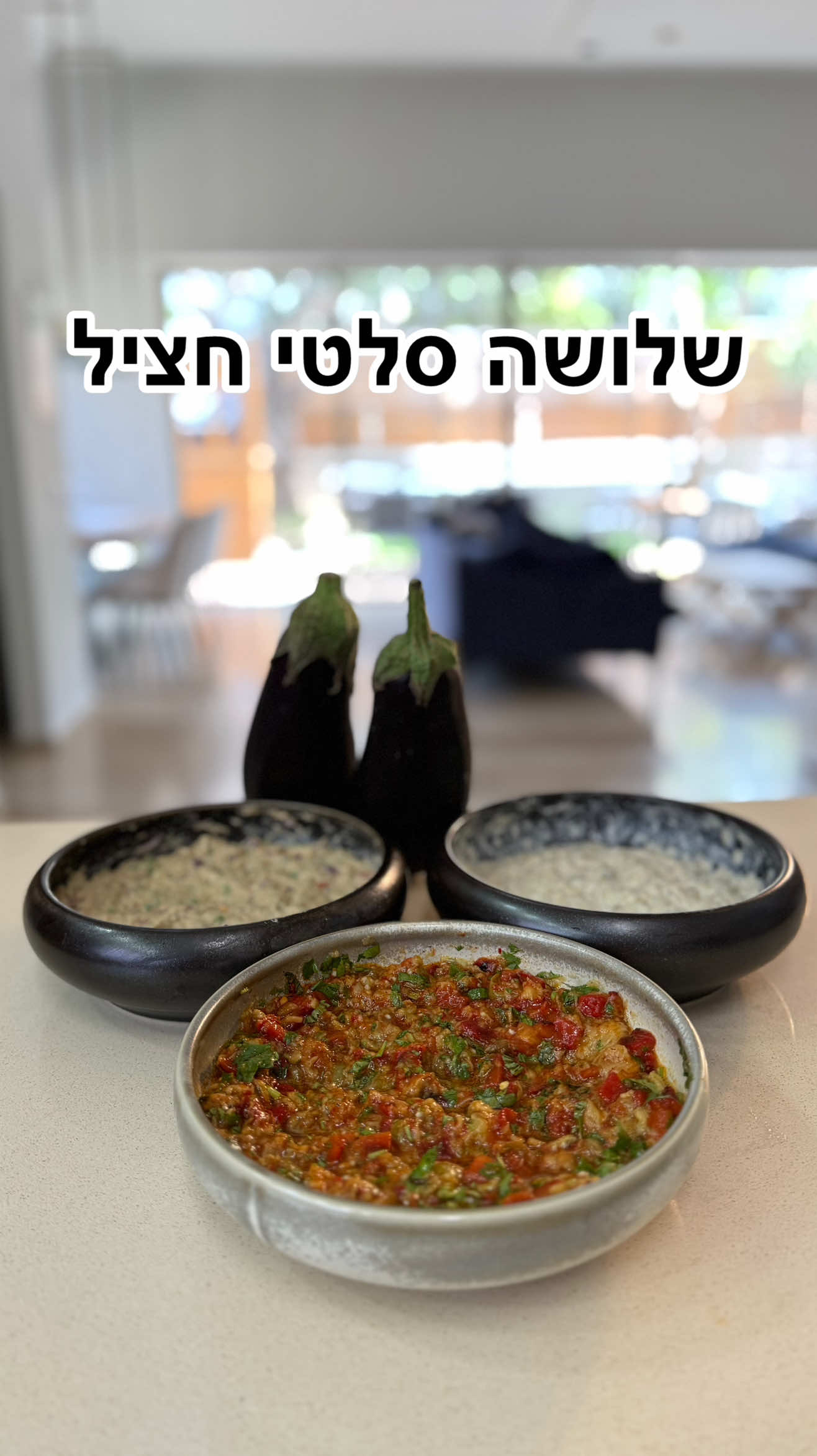 סרטון אחד, שלושה מתכוני סלט חצילים לערב שישי. מצרכים: לסלט חצילים באריסה: חציל אחד קוביות מפלפל אדום קלוי מקולף שתי כפות טבעות זיתים שלוש כפות כוסברה קצוצה כפית שום כתוש כפית אריסה מיץ מחצי לימון כפית מלח שטוחה חצי כפית כמון רבע כפית פלפל שחור שלוש כפות שמן זית לסלט חצילים במיונז: חציל אחד חצי כפית מלח רבע כפית פלפל שחור שתי כפות מיונז לסלט חצילים בטחינה באבא גנוש: חציל אחד חצי כוס טחינה גולמית כפית שום כתוש רבע כפית פלפל שחור כפית מלח שטוחה מיץ מחצי לימון שתי כפות עגבנייה קצוצה שתי כפות בצל סגול קצוץ שתי כפות פטרוזיליה קצוצה אופן ההכנה: 1.	נשטוף הייטב את החצילים, נחורר אותם בעזרת סכין, נניח אותם על גבי נייר אפיה בתבנית התנור ונרכך אותם בחום של 240 מעלות טורבו בערך כחצי שעה או עד שהחצילים ממש רכים. 2.	בעזרת ברנר נשרוף מעט את החצילים כדי לתת להם טעם מעושן, מי שאין לו ברנר יכול להניח את החצילים על אש גלויה או בגריל חשמלי, או בגריל גז או פחמים אבל גם בלי כל תהליך השריפה ייצא לכם סלט מהמם. 3. ⁠שהחצילים התקררו מעט לטמפ׳ החדר נרוקן את הליבה שלהם ונקצוץ אותה כל ך שנקבל ליבת חצילים. 4. ⁠נחלק שווה ושווה את ליבת החציל לשלוש קערות. 5. ⁠נתחיל מסלט החצילים באריסה. פשוט נוסיף לקערה את כל רשימת המרכיבים המופיעים בתיאור הפוסט ונערבב- מחזיק שבוע ימים במקרר! 6. ⁠לסלט חציל במיונז, למעשה זה הסלט הקל ביותר מבין השלושה. נכניס את המלח, פלפל והמיונז לקערה עם ליבת החציל הקלויה ונערבב. - מחזיק ארבעה ימים במקרר. 7. ⁠לסלט החציל בטחינה-באבא גנוש-  נכניס לקערה עם ליבת החציל השרופה את כל מרכיבי הסלט למעט העגבנייה, בצל ופטרוזיליה. נערבב לקבלת תערובת אחידה ויציבה ואז נוסיף את הירקות מעל. נערבב ונגיש, מחזיק עד 5 ימים במקרר. בהצלחה ובתאבון ובאהבה ממני אליכם השף דוד גדג׳❤️🫶❤️ #הופהופטאקטאק #שףדודגדג #foryou #foru #מתכוניםקלים #אוכל #מתכונים #פוריועולמיי #סלט 