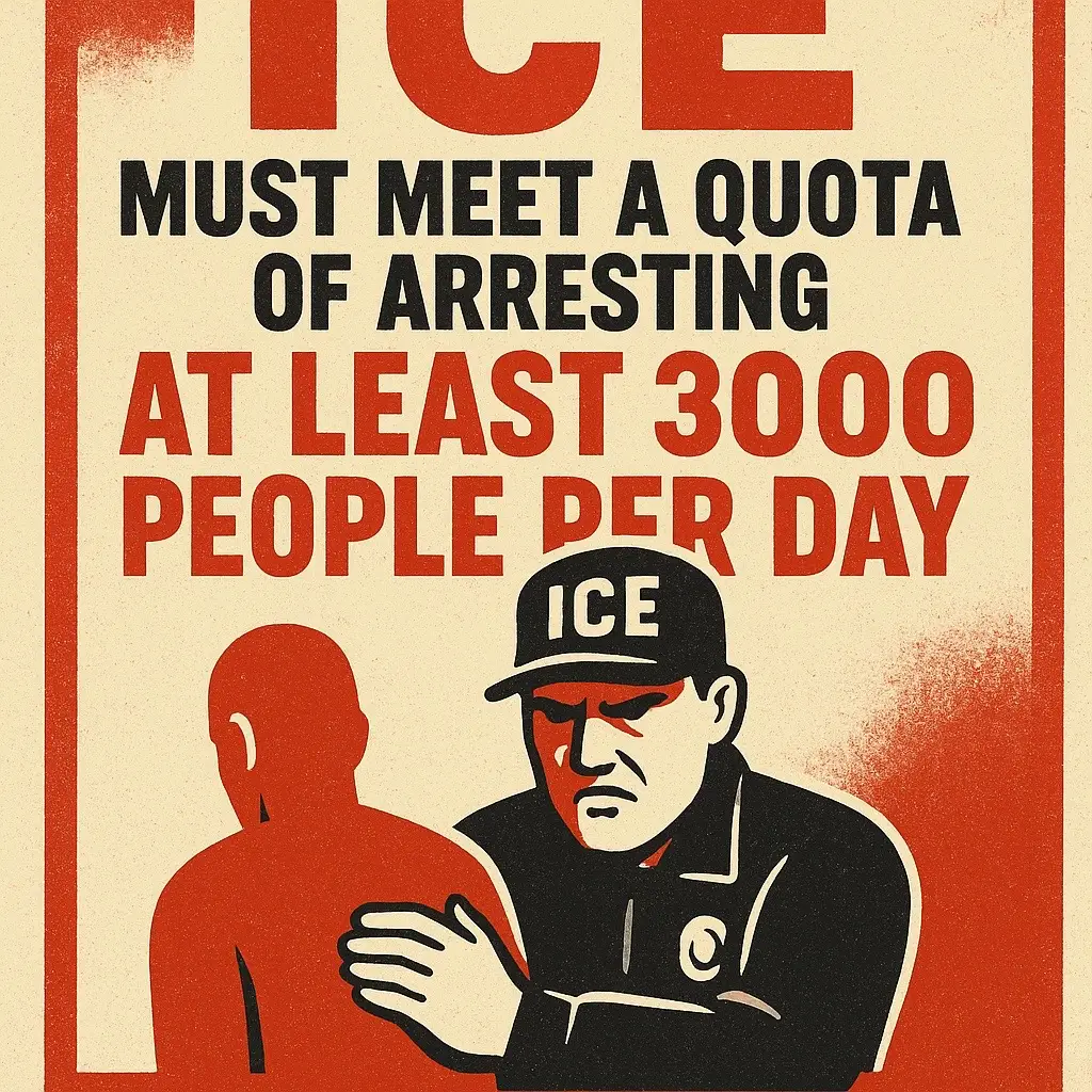ICE agents under pressure? Sources say a shocking quota of 3,000 arrests per day or leadership faces termination. Share this truth. #WatchTheState 👀 #ICEQuota #ImmigrationJustice #ExposeICE #HumanRights #TikTokNews #ViralTruth #AbolishICE #MigrantVoices #NoMoreQuotas #JusticeForImmigrants