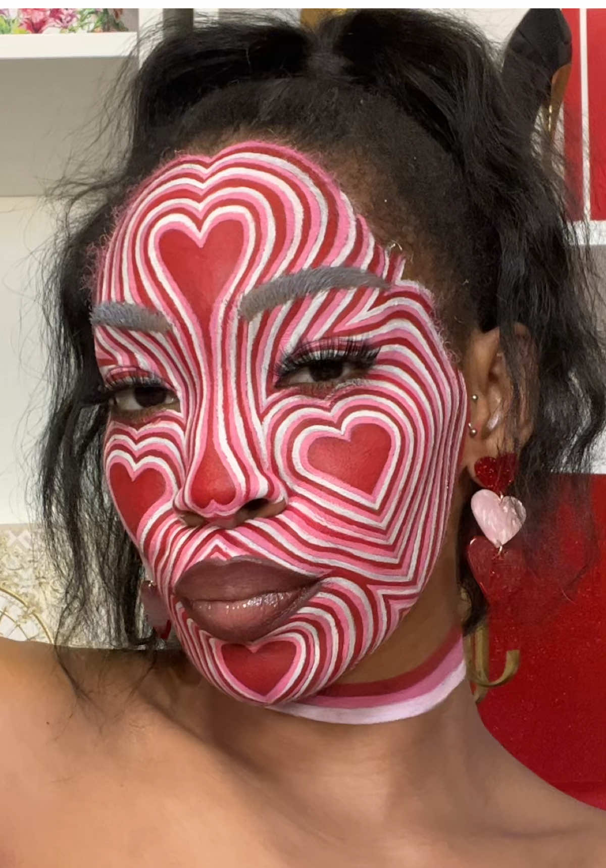 Heart Illusion Makeup | LIVE EDITION  Y’all this one is in my top 5! The lines are just so crisp. I love this look. Drop a ❤️ if your diggin it! No live today but we back JUNTEENTH! #makeuptransformation #fyp #makeuptransitions #makeuptransition #viral #creativemakeup #heart #makeupreview 