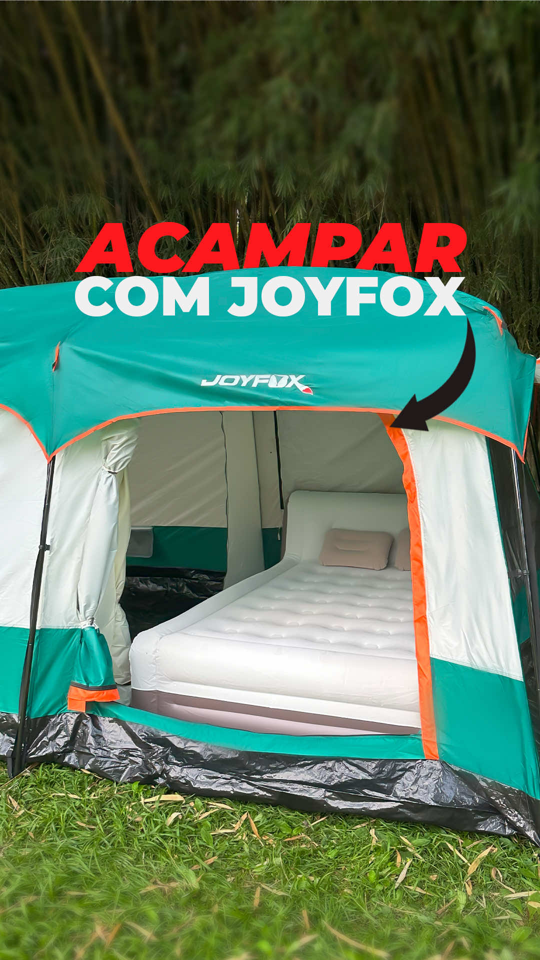 Já imaginou um acampamento completo, confortável e estiloso? 🏕️✨ Mostramos como montar o acampamento perfeito com a JOYFOX! Barraca espaçosa, espreguiçadeira relaxante e colchão que parece cama de hotel, tudo no meio da natureza! 🌿🔥 💬 Comente 