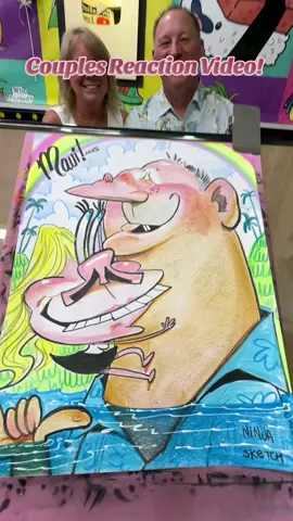 Do you love this caricature as much as they did?! 🥳🤣👀 #tiktok #caricature #ninjasketch #funny #couple #hilarious #reactionvideo #hawaii 