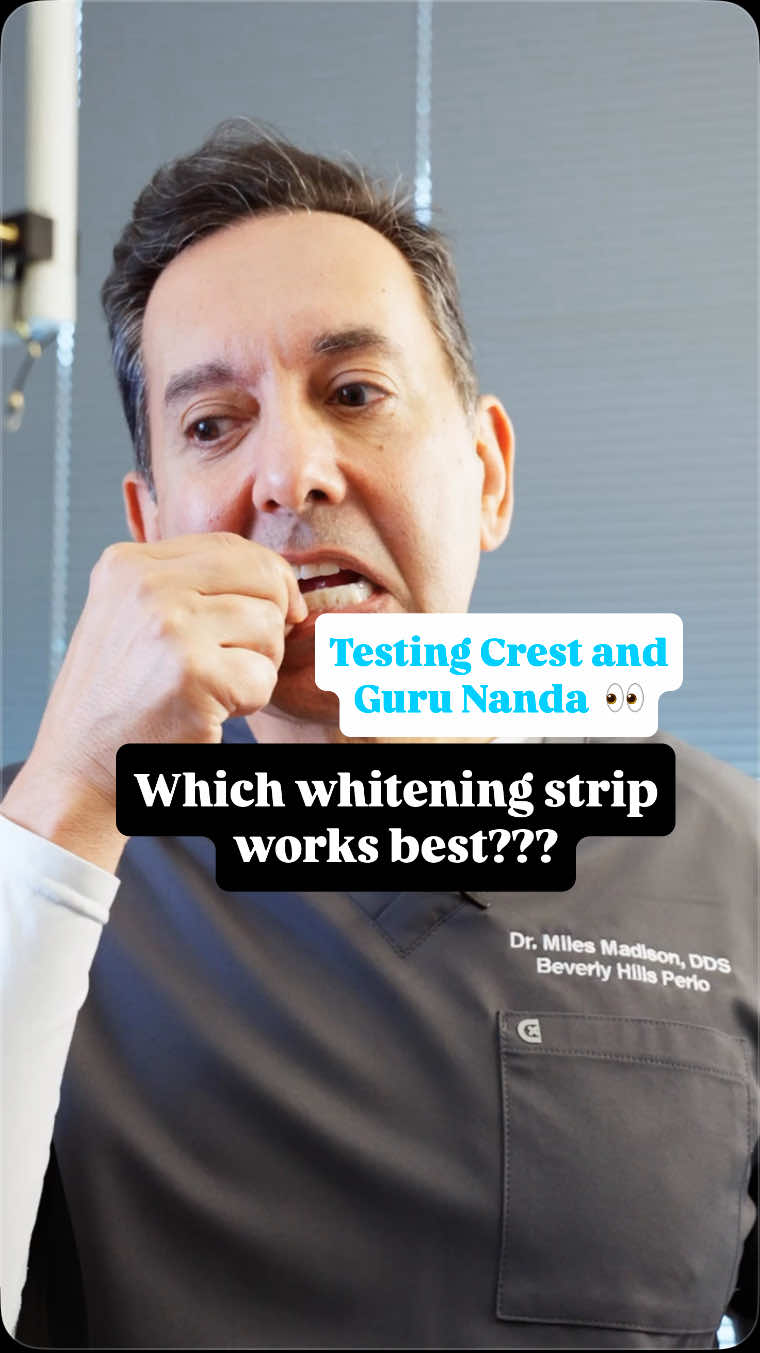 Let’s put these whitening strips to the test. I used @GuruNanda LLC on the top and @Crest on the bottom. Ten minutes in—Guru Nanda held strong. Crest? Still fine, but already lifting a little at the edges. Both came off clean, but Guru Nanda was the clear winner in staying power. This is usually the one I recommend to patients—it’s affordable, effective, and no, this isn’t a sponsored post. Just the honest truth. Have you tried either of these? Drop your favorite whitening strip in the comments—I wanna hear what worked (or didn’t) for you.