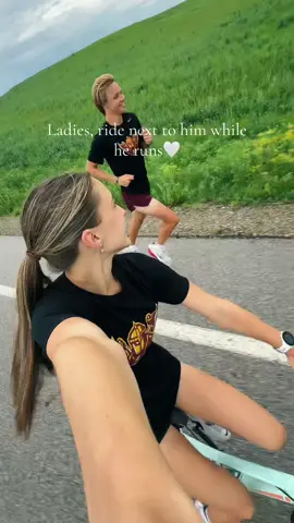 Always keeping him company! 11 miles later… Love youuuu @Cayde De Waal #fyp #viral #athletes #longdistance #training #couplegoals #iowa #biking #Running 