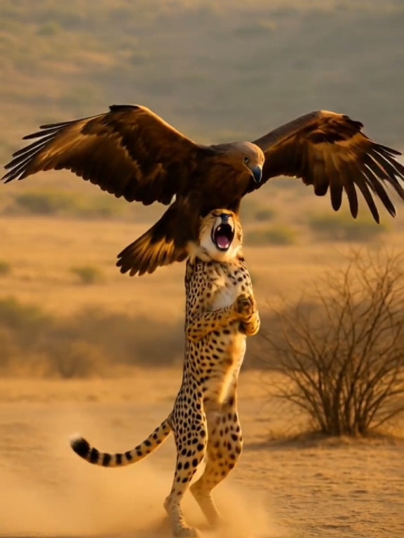 Eagle catches the leopard and takes it into the sky #eagles #wildlife #cheetah 
