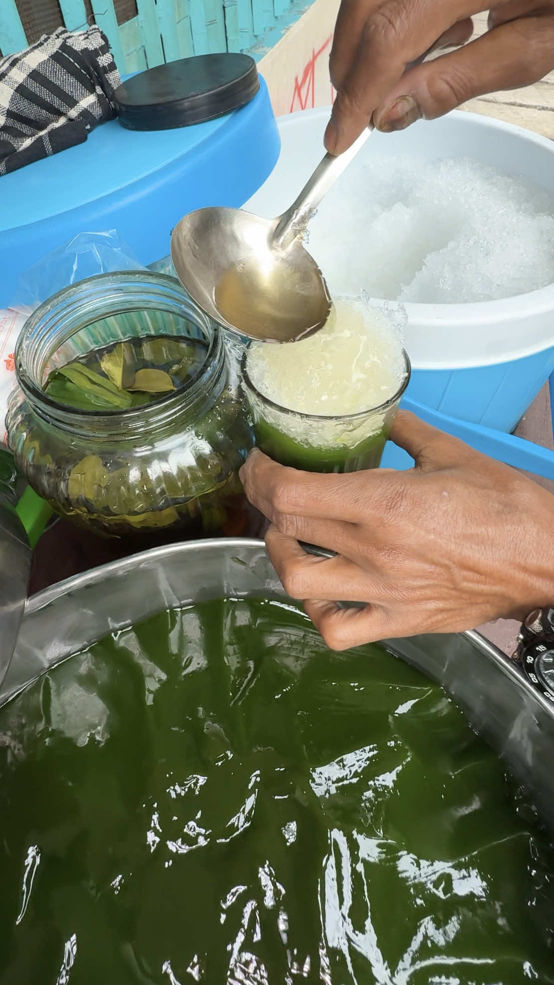 Real Natural Grass Jelly Drink in Indonesia 🔍 Business name  Es Cincau 📍Address Jakarta  💵 Price  Rp 7.000 /$ 0.40 USD