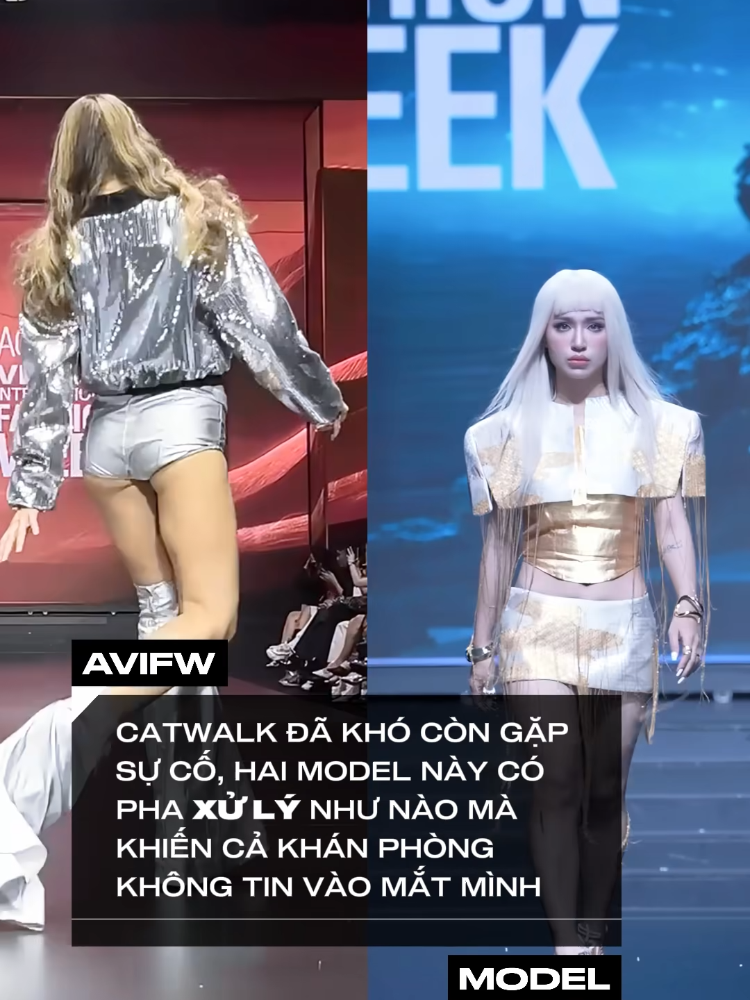 Catwalk đã khó còn gặp sự cố, hai Model này có pha xử lý như nào mà khiến cả phòng không tin vào mắt mình #AVIFW2025 #AquafinaVietnamInternationalFashionWeek #MultiMediaJSC #reels #viral