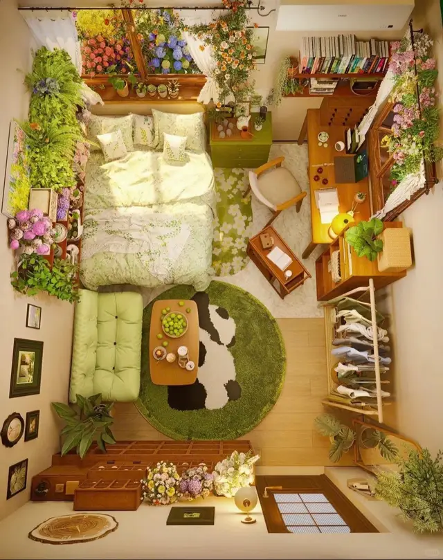 Decor phòng vibe như trong truyện nhấc ra, hoa lá siêu thơ mộng. Đây có lẽ là căn phòng mơ ước của nhiều người nhưng hơi khó thực hiện 🤭 Nên mọi người có thể tham khảo layout thôi nè! #decor #decorphong #decorphongngu #phongdep #phongngudep #nhadep #roomdecor #RoomTour #xuhuongtiktok #viral #fyp #ophongcogu