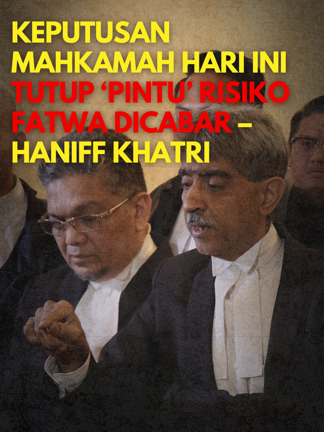 Keputusan Mahkamah Persekutuan hari ini berhubung isu fatwa yang dikeluarkan Jawatankuasa Fatwa Negeri Selangor pada 2014 telah menutup ‘pintu’ bagi mana-mana pihak untuk mencabar fatwa pada masa akan datang. Peguam mewakili Jawatankuasa Fatwa Negeri Selangor, Mohamed Haniff Khatri Abdulla menegaskan perkara itu bagi memperbetulkan anggapan mana-mana pihak yang mungkin berpandangan keputusan mahkamah hari ini telah membuka ruang untuk kandungan fatwa dicabar, sedangkan ia adalah sebaliknya. #themerdekatimes #islam #sisterinislam #fatwa #mais #selangor