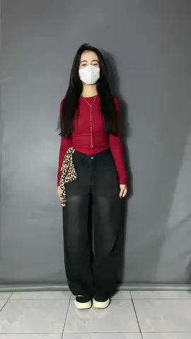 #rekomendasi #outfit #longsleeve #kalcer #maroon #baggyjeans 