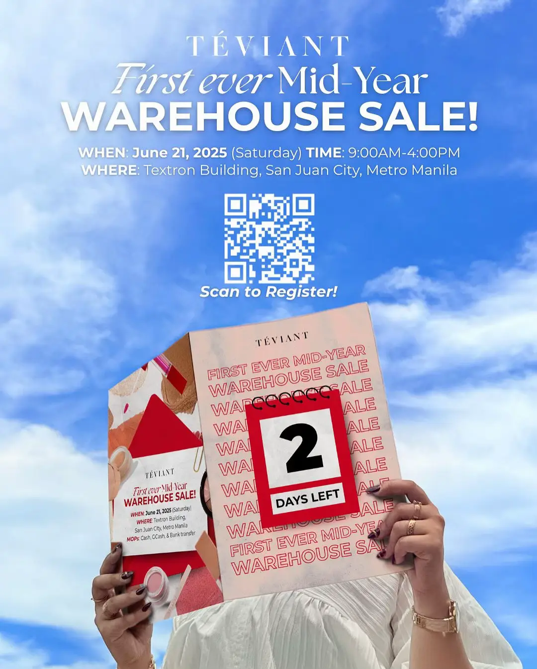 Have you registered already?? If not, scan the QR code now and we will see you at @Teviant’s first ever mid-year warehouse sale!! PS. 1 entry per registration  #Teviant #fyp #foryou #tiktokph #sale 