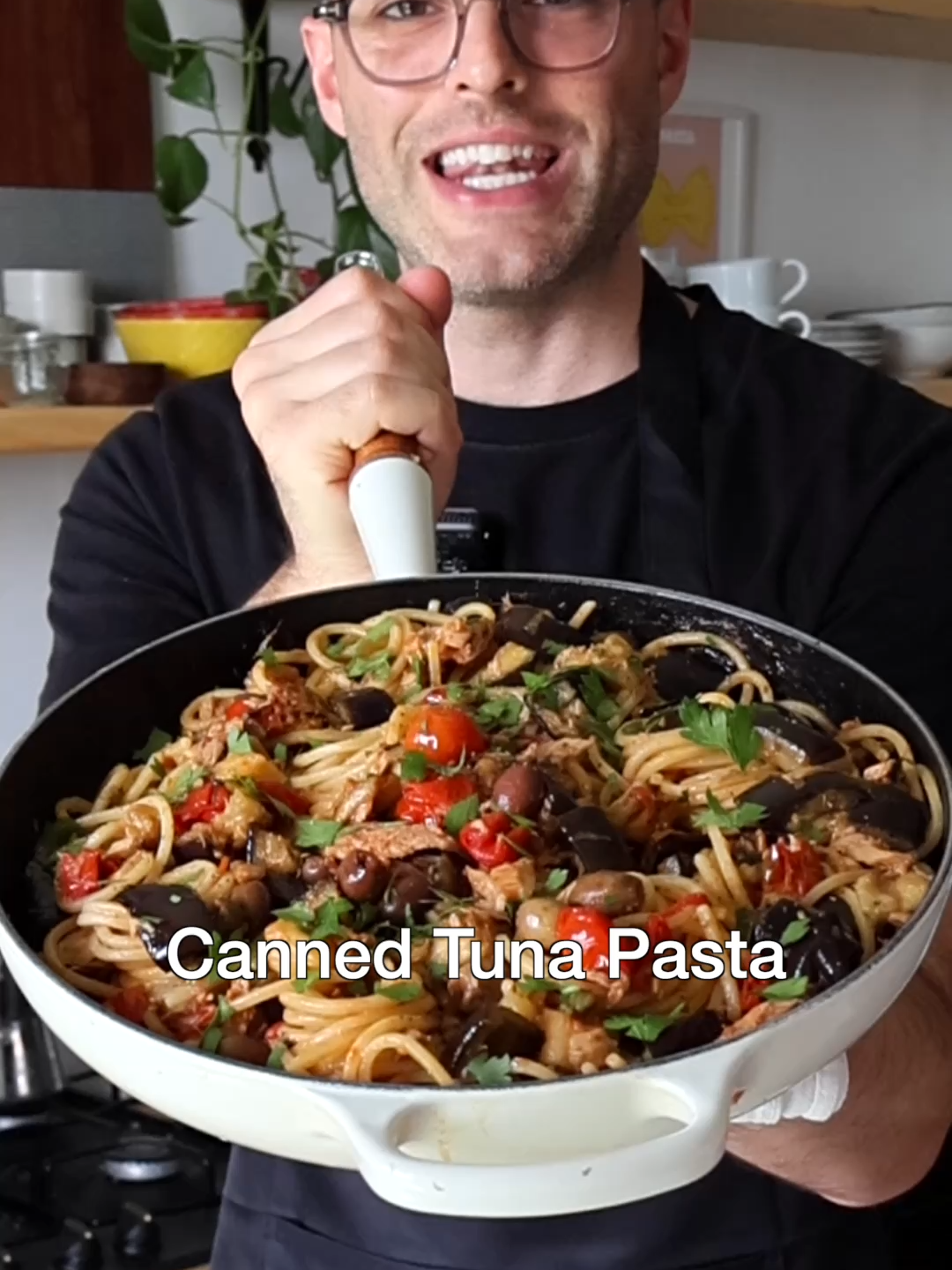 Canned Tuna pasta Recipe: https://hilltoprecipes.com/italian-tuna-pasta/ Louise and I love this simple pantry pasta dish all year-round because it's fresh enough for warm weather and comforting enough for colder days. And because everything comes together while the eggplants roast in the oven or air-fryer, it’s also efficient. #pastatiktok #cannedtuna