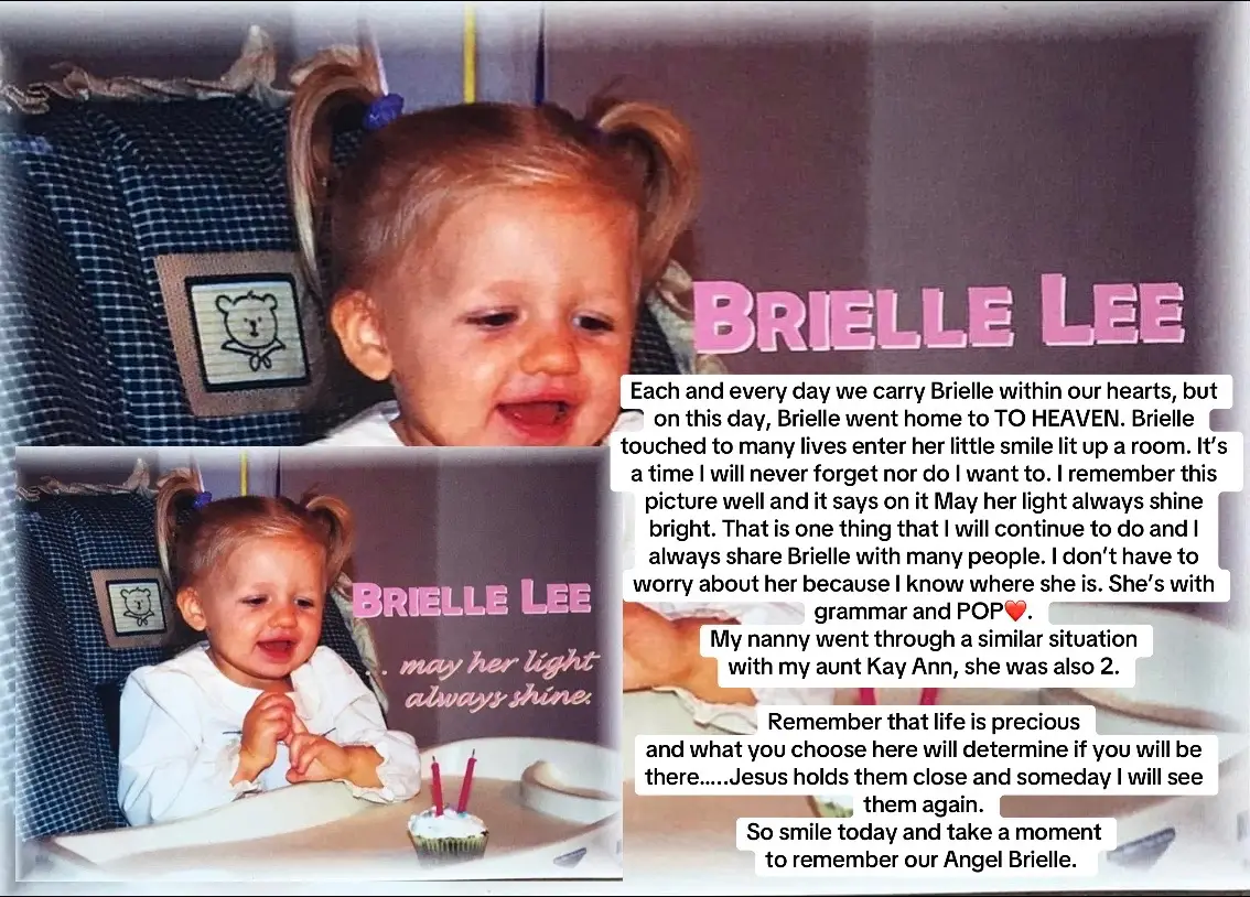 Each and every day we carry Brielle within our hearts, but on this day, Brielle went home to TO HEAVEN. Brielle touched to many lives enter her little smile lit up a room. It’s a time I will never forget nor do I want to. I remember this picture well and it says on it May her light always shine bright. That is one thing that I will continue to do and I always share Brielle with many people. I don’t have to worry about her because I know where she is. She’s with grammar and POP❤️. My nanny went through a similar situation with my aunt Kay Ann, she was also 2. Remember that life is precious and what you choose here will determine if you will be there…..Jesus holds them close and someday I will see them again.  So smile today and take a moment to remember our Angel Brielle. #grief #lossofachild #Christian #Jesus #heaven