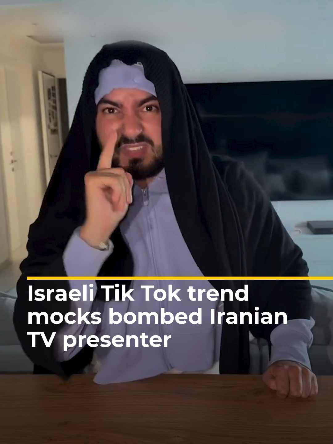 Israeli social media users have gone viral for videos mocking an Iranian TV anchor whose live broadcast was interrupted by an Israeli bombing, mimicking her clothes and her reaction to the attack. Some comments criticised the videos as a ‘despicable’ celebration of war crimes. #news