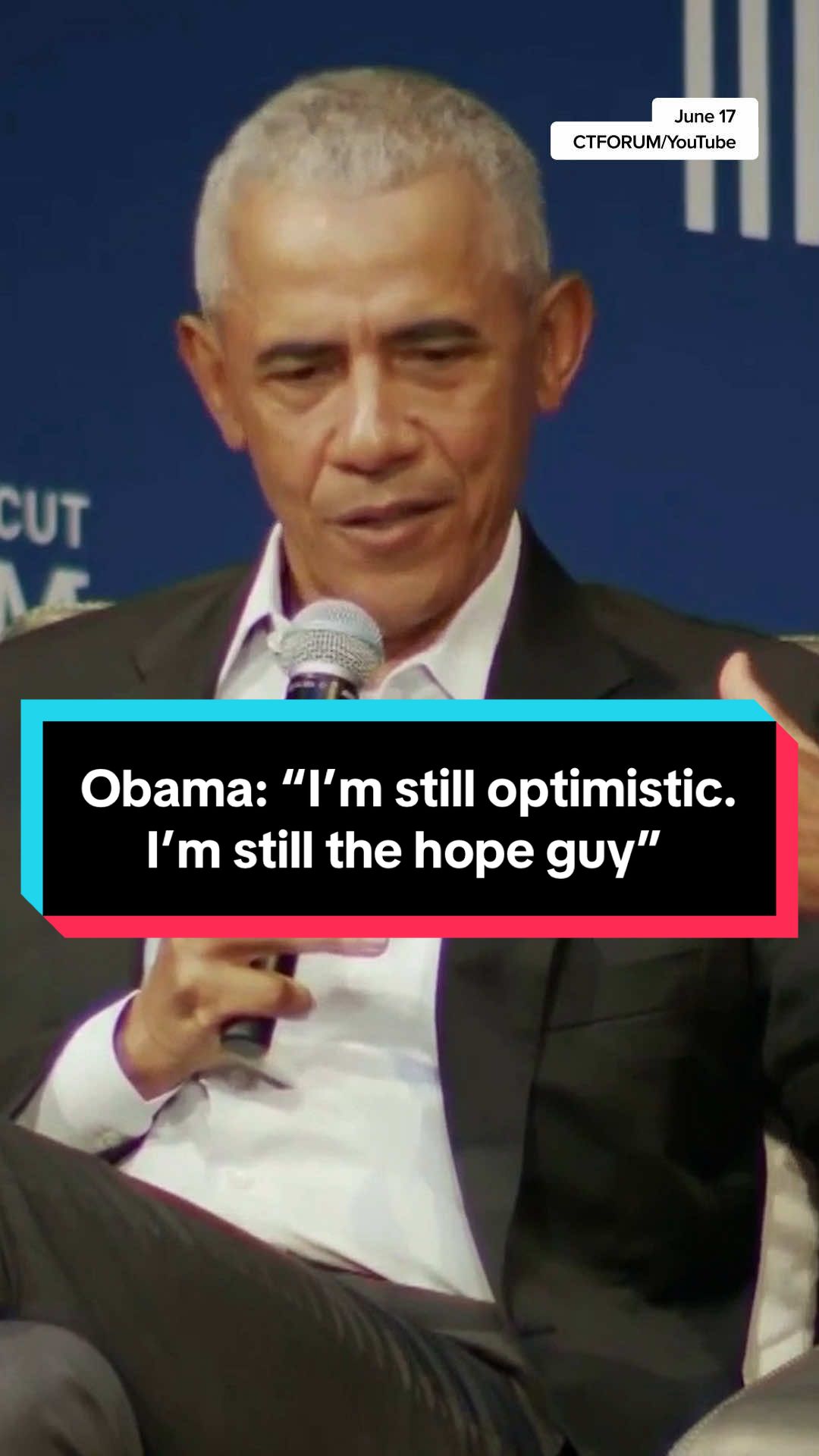 Former President Barack Obama, speaking at an event in Connecticut, said he's 