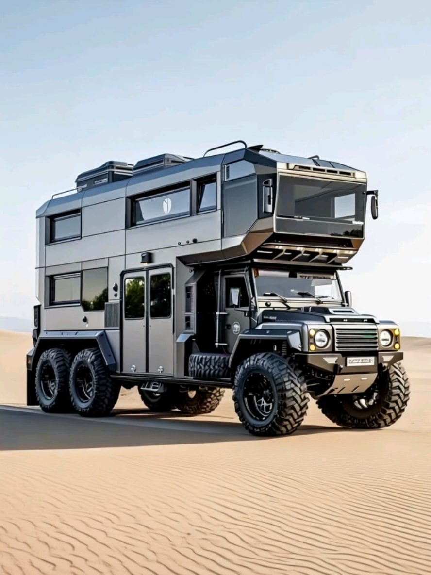 Land Rover Defender 130 6x6 (1998) | “Overwatch” – AI digital design Built for the impossible, this Land Rover Defender 130 6x6 conversion towers with a two-story custom expedition body, blending military-grade ruggedness with cutting-edge overland luxury. Featuring panoramic upper-deck glazing, full kitchen, and designer wood-trim interior, this is ultimate go-anywhere, live-anywhere exploration gear. #landroverdefender130 #defender6x6 #overlandbuild #offroadcamper #expeditiontruck #custom4x4 #defendercamper #adventurevehicle #vanlifeideas #4wdlife #6x6overland #offgridrig #explorervehicle #camperconversion #digitaloverland #expeditionlife #traveltruck #futurecamper