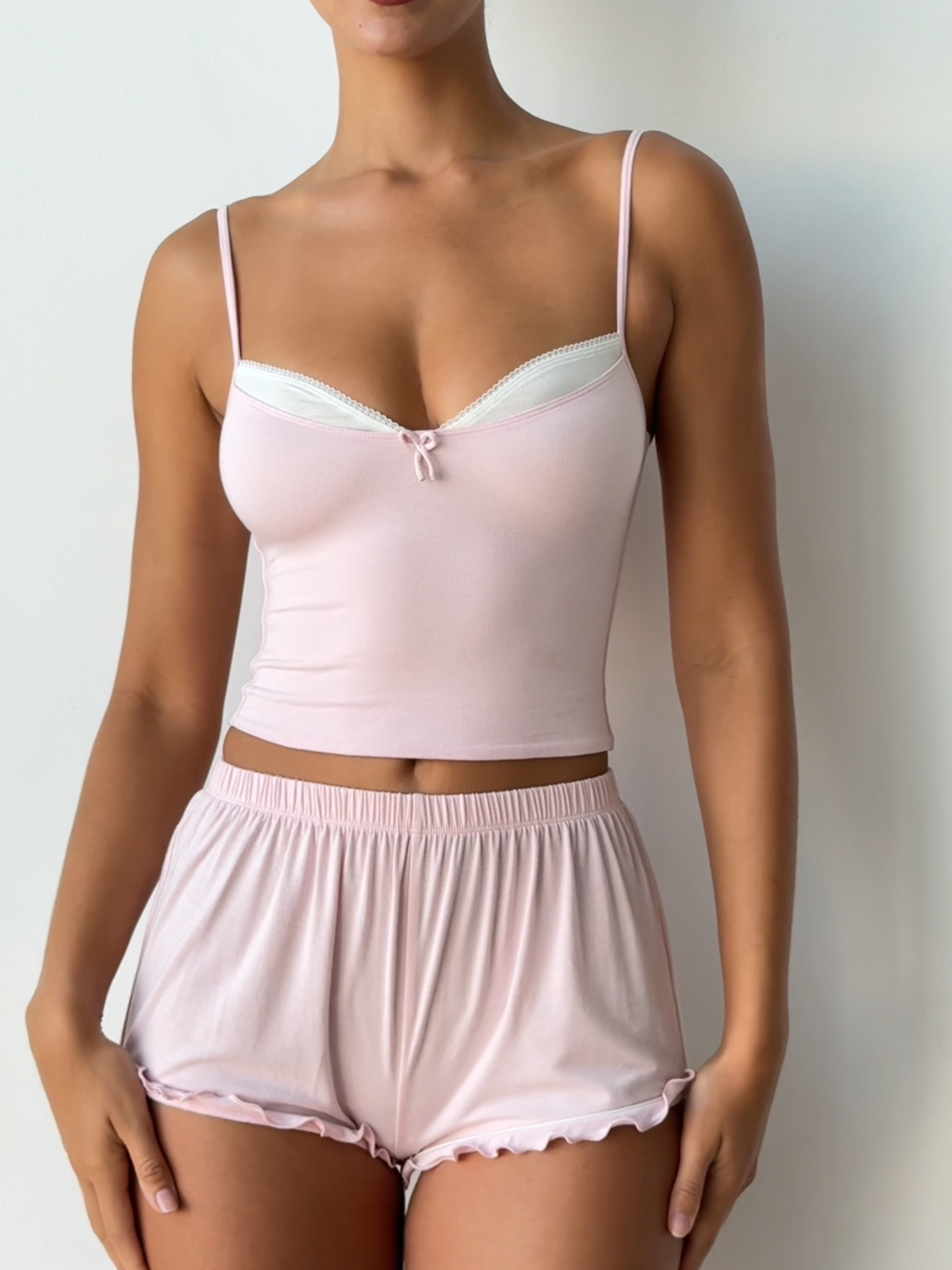 Soft, sweet and pretty in pink... Late Checkout now live 🎀 #ohpolly #eurosummer #softliving #spring #babypink #slowmorning #loungewear #outfitinspo