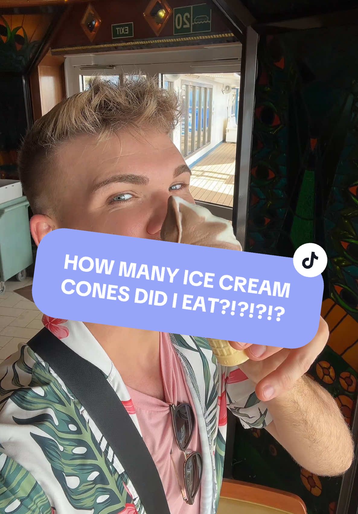 This is me tracking every ice cream cone I ate on the cruise because self-awareness is important 🍦🤣 #freeicecream #carnival #carnivalcruise #icecream #icecreamcone #count #counthowmany 