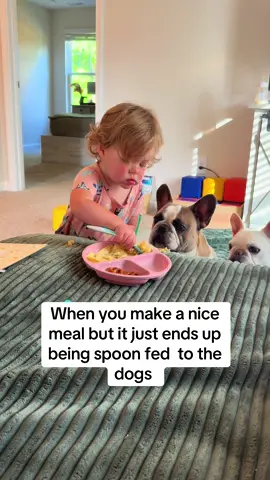 And she’ll be asking for a snack in an hour 🫠🫠 #dogsandbabies #baby #toddler #funny #silly #frenchie #frenchbulldog #frenchiesoftiktok #momlife #fyp #foryou #trending #viral 