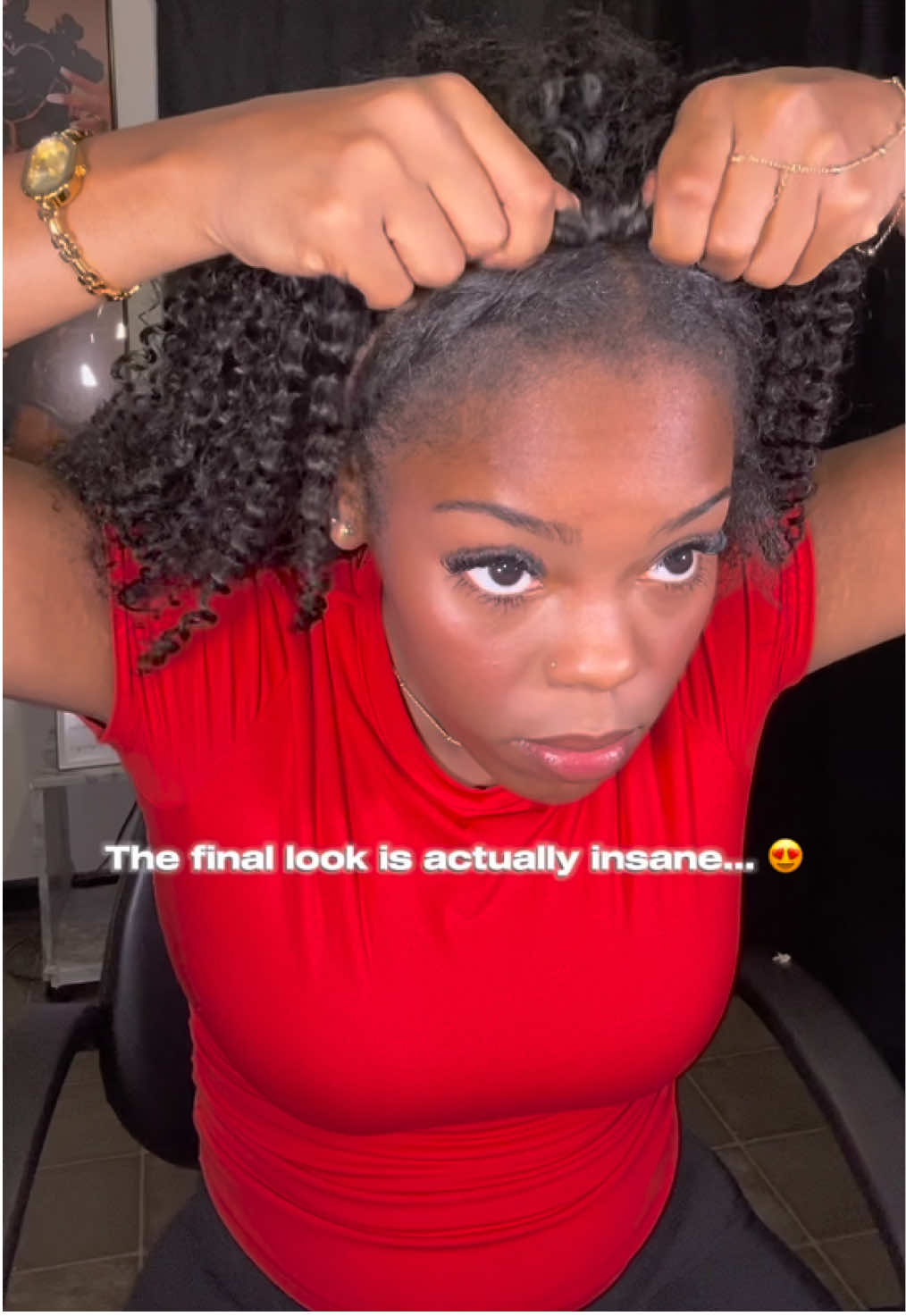 Let me know if yall want the hair details??👀#halfwig #kinkycurlyhair #protectivestyles #quickandeasy