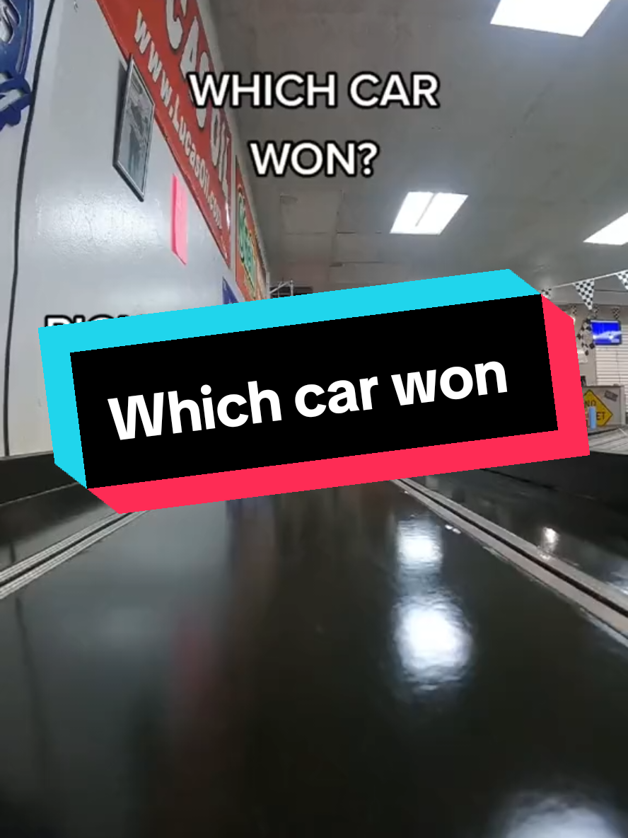 Which car won #route66 #thatslotcarguy #slotcardragracing #slotcars #slotcar #slotcarracing #hotrods #hobbyshop #bracketracer #slotcartrack #slotcarracingisback #becauseracecar 