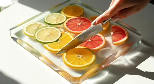 Glass + frozen fruit = perfect combo. What other fruits do you think I should freeze using AI? 🍋🍊🧊 #ASMR #Satisfying #OddlySatisfying #CuttingASMR #VisualASMR #TingleTok #WhisperTok #RelaxingVideo #SoothingSounds #FrozenFruit #CitrusASMR #FoodASMR #EdibleArt #FoodieASMR #FruitCutting #DessertArt #SatisfyingCut