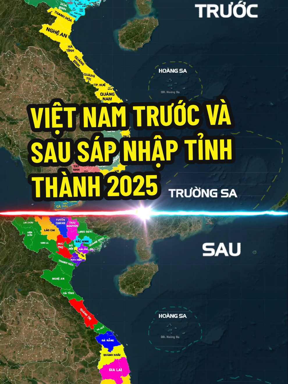 So sánh bản đồ Việt Nam trước và sau sáp nhập tỉnh thành năm 2025, đó là: trước đó Bắc Ninh là tỉnh nhỏ nhất Việt Nam, nay Hưng Yên mới là tỉnh nhỏ nhất nước ta. Trước đó Nghệ An là tỉnh rộng nhất thì nay Lâm Đồng mới là tỉnh rộng nhất với hơn 24.200 km². Tỉnh đông dân nhất Việt Nam hiện nay là An Giang chứ không phải Thanh Hóa, trong khi Lai Châu soán ngôi Bắc Kạn trở thành tỉnh ít dân nhất Việt Nam với khoảng 512000 người. Khánh Hòa trước và sau sáp nhập vẫn là tỉnh có đường bờ biển dài nhất Việt Nam nay có thêm kỷ lục đường quốc lộ 1A đi qua dài nhất Việt Nam. Bốn tỉnh thành là TP Hồ Chí Minh, Hà Nội, Hải Phòng và Đồng Nai giữ nguyên vị trí trong bảng xếp hạng kinh tế, sau sáp nhập Bắc Ninh đã lọt top 5 còn Phú Thọ lần đầu tiên trong lịch sử lọt top 10 xếp vị trí thứ 6. Trước đó không có tỉnh nào ở Tây Nguyên giáp biển thì nay tất cả đều giáp biển. An Giang không có sân bay nào thì giờ đã có tới 2 sân bay. Tỉnh thành của bạn có gì thay đổi không? Hãy để lại bình luận của bạn cho mình nhé! #sapnhap #sausapnhap #bandosausapnhap #vietnamsausapnhap #bandovietnammoi #tinhnhonhatvietnam #tinhrongnhatvietnam #sosanhsausapnhap 