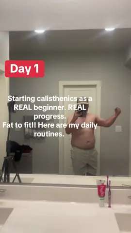Day 1 of my calisthenics journey.  As a TRUE beginner, I’m sharing my fitness journey to motivate others like me who want to lose weight at home and build strength with little to no equipment. Follow along for easy home workouts, beginner calisthenics progress, and realistic fitness tips. It’s never to late to start!🦾 #calisthenics #beginnerworkouts #fattofit #calisthenicsbeginner 