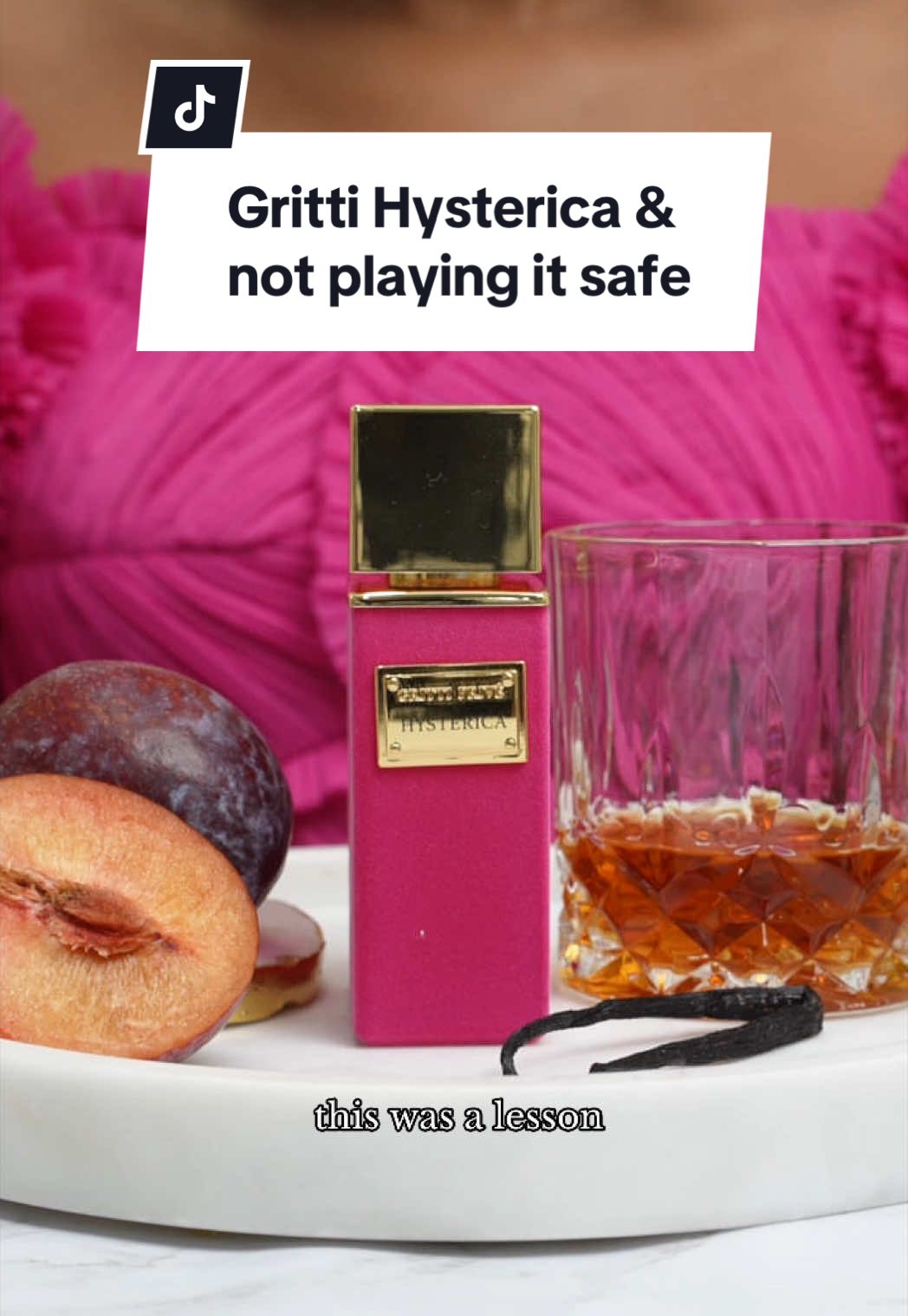 Hysterica by @grittifragrances is bold, a little chaotic, and beautiful, just like the women who wear it. It opens with a burst of honey, plum and white pepper, then melts into a heart of bubblegum and gardenia. By the time the vanilla and liquor show up, you know exactly what kind of scent this is: unforgettable. It reminded me of what it felt like to walk away from a version of my life that looked good on paper but didn’t feel aligned with what I truly wanted. So I’m making a drink inspired by Hysterica: spicy, bold, and sweet, just like the scent. Bottoms up. #PerfectAccord #GrittiHysterica #perfumeinspireddrinks #summerperfumes #perfume #perfumetiktok #perfumetok #fruityperfumes #motivation #confidence #blackgirlluxury 