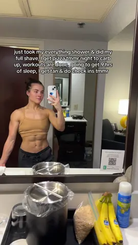SO HYPE. CHECK IN & TANNING TMMRRRR AND PIZZAAAA #prep #abs #shredded #diet #lean #cut #gym #GymTok #gymvlog #Vlog #diml #bodybuilding #bodybuilder #ifbbpro #ifbb #Fitness #fit #fyp #relatable #trending #prep #peakweek 