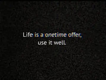 Life is a onetime offer use it well.