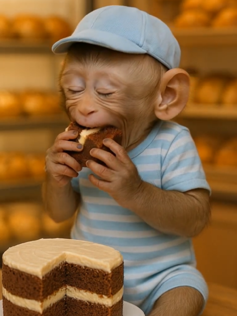 #creatersearchingsight #cute #monkeybaby #eating #cake #mini #mono #minimono #goviral #fyp 