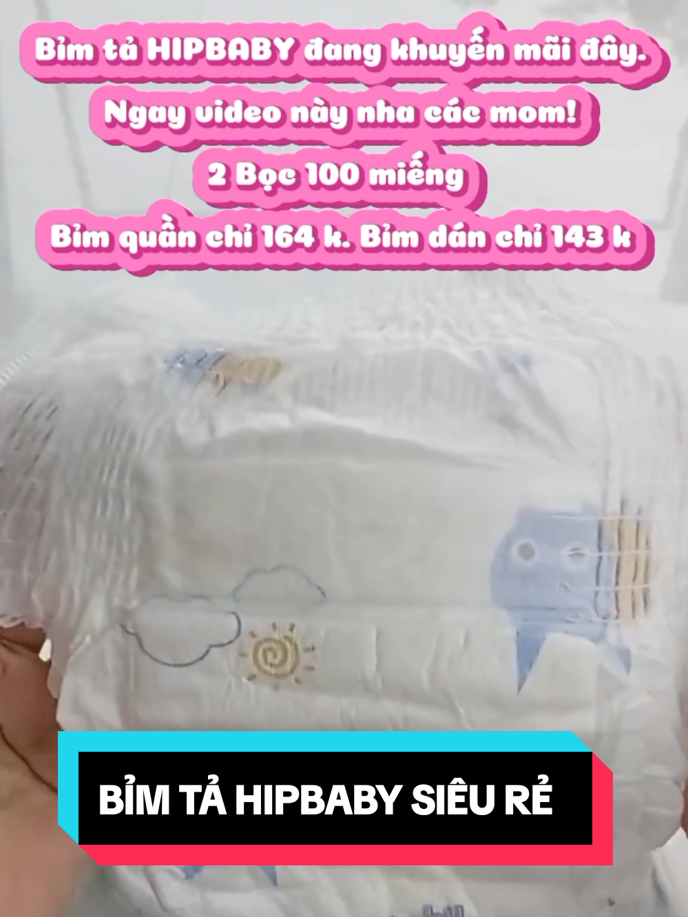 Combo 2 bịch 100 miếng bỉm tả hipbaby giá chỉ từ 143 cành đây! #mebimsua #bimta #bim100mieng #mebimxaykenh 