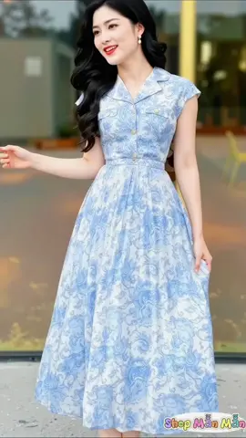 Đẹp dịu dàng như nàng thơ mùa hạ 💙 Váy dập ly hoạ tiết sang trọng, chất lụa mịn nâng tầm thần thái, diện đi tiệc hay dạo phố đều nổi bật xuất sắc! Chốt đơn liền tay kẻo lỡ dáng xinh nè 🛒 #VayDep2025 #VayThietKe #ThoiTrangNu #VayDuTiec #MonocoStyle #OOTD #GiayHangXinh #FreeshipToanQuoc #XuHuongTikTok #ThoiTrangHotTrend 