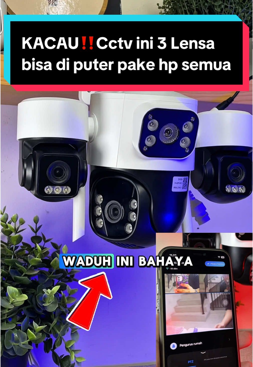 Kacau cctv 3 lensa bisa di kontrol pakai hp semua😱🚨‼️  #cctv #cctvtersembunyi #cctvcamera #cctvv380 #securitycamera #v380procctv #cctvantimaling #cctv3lensa 