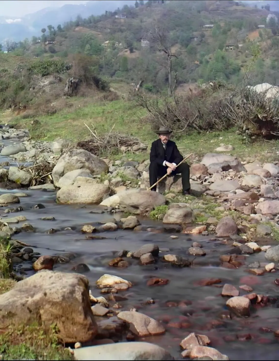 Over 113 years ago, before color film existed, photographer Sergey Prokudin-Gorsky created full-color images by taking three black-and-white photos with red, green, and blue filters. This self-portrait is one of them.