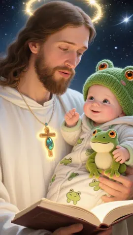 Jesus and the lovely frog pajama baby #jesus #baby #god #jesuslovesyou #jesusisking #jesusisking #babylove #anem #cutebaby #anem #tiktok #cutebaby 