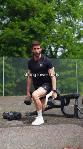Build a strong lower body in just 30 minutes! A great workout that you can do from home or the gym with just a set of dumbbells 1️⃣ Dumbbell Squat x 10 2️⃣ Stiff leg deadlift x 10 3️⃣ Split Squat x 10 4️⃣ Step Up x 10 5️⃣ Elevated Bridge x 10 6️⃣ Skater x 30s  ✅ 3 sets with 1 min rest between ✅ Rest 30s between exercises Save it and lets go!