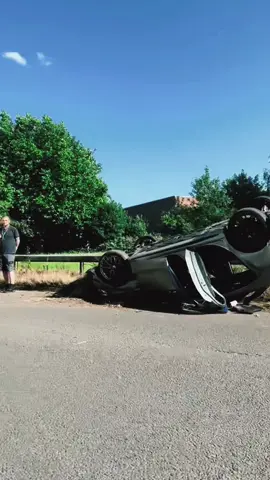 A52 accident the other day. Car ended up on its roof. 