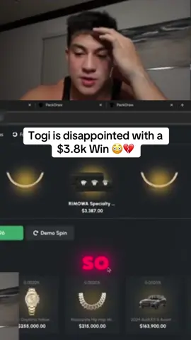 Togi is disappointed with a $3.8k Win 😳💔 #togi #packdraw #fyp 